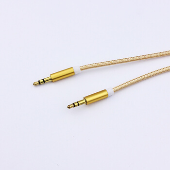 Audio Jack prepojovací nylonový kábel AUX redukcia 1,5 m zlatý