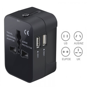 4v1 Univerzálny cestovný adaptér redukcia nabíjačka do zásuviek UK/US/AU/EU - Biely