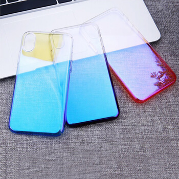 Dúhový plastový ultratenký kryt pre Apple iPhone X/XS - ružovo žltá dúha