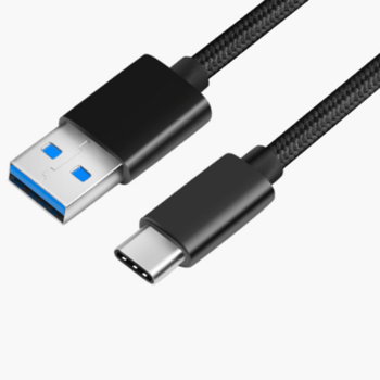 Nylonový USB kábel Type-C - čierny