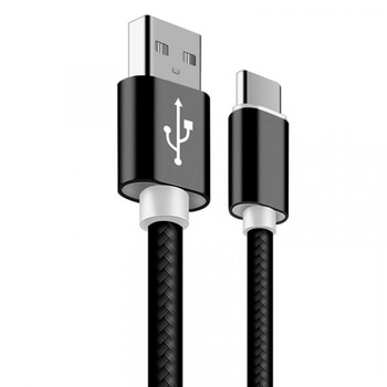 Nylonový USB kábel Type-C - čierny