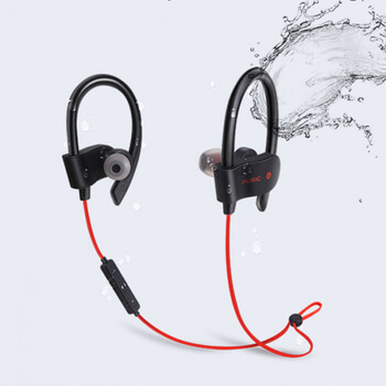 Bezdrôtová Bluetooth športové slúchadlá s ovládaním a hákom za uši - čierna