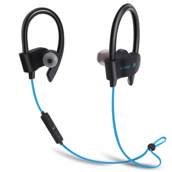 Bezdrôtová Bluetooth športové slúchadlá s ovládaním a hákom za uši - modrá