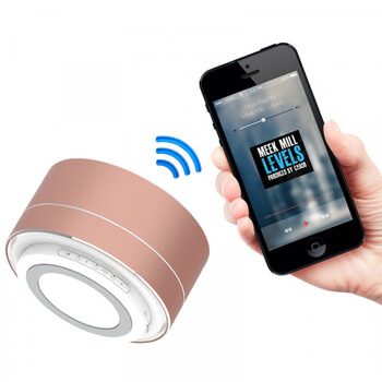 Hliníkový Bluetooth prenosný LED reproduktor - ružový
