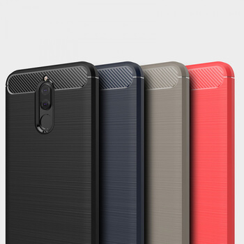 Ochranný silikónový obal karbón pre Huawei Mate 10 Lite - červený