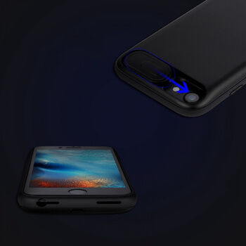 3v1 Silikónové puzdro s externou batériou smart battery case power bánk 3000 mAh pre Apple iPhone 7 - čierne