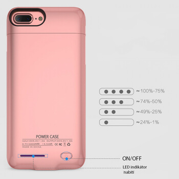 3v1 Plastové puzdro s externou batériou smart battery case power bánk 3000 mAh pre Apple iPhone 7 - zlaté