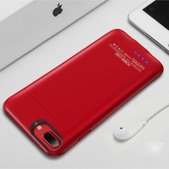 3v1 Plastové puzdro s externou batériou smart battery case power bánk 3000 mAh pre Apple iPhone 8 - červené