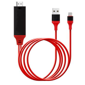 Kábel s redukciou a výstupom pre HDMI a Lightning pre Apple iPad, iPhone červený