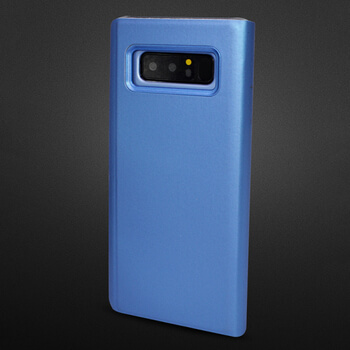 Zrkadlový plastový flip obal pre Samsung Galaxy S9 G960F - svetlo modrý