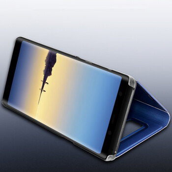 Zrkadlový plastový flip obal pre Samsung Galaxy S9 G960F - svetlo modrý
