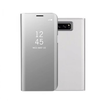 Zrkadlový plastový flip obal pre Samsung Galaxy S9 G960F - šedý