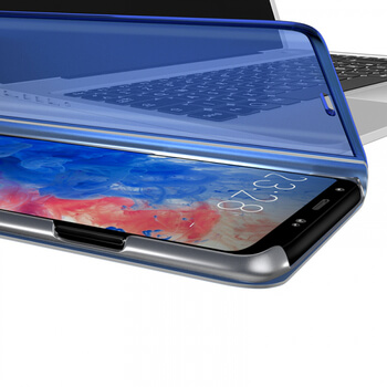 Zrkadlový plastový flip obal pre Samsung Galaxy S9 Plus G965F - modrý