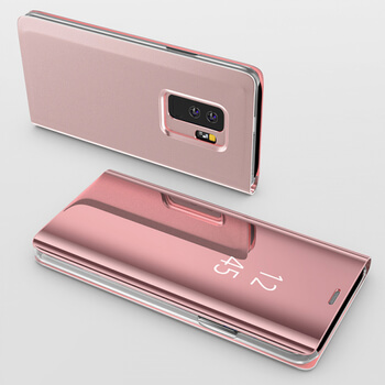 Zrkadlový plastový flip obal pre Samsung Galaxy S9 Plus G965F - ružový