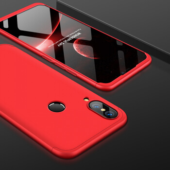 Ochranný 360 ° celotelový plastový kryt pre Huawei P20 Lite - červený