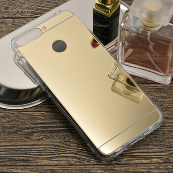 Silikónový zrkadlový ochranný obal pre Huawei Y6 Prime 2018 - zlatý