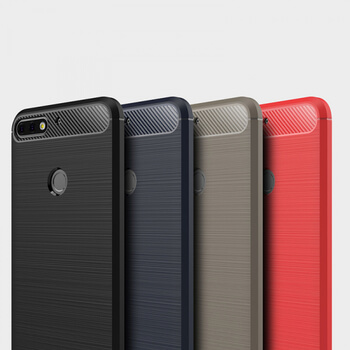 Ochranný silikónový obal karbón pre Huawei Y7 Prime (2018) - čierny