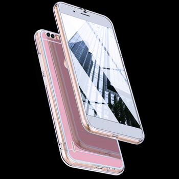 Silikónový zrkadlový ochranný obal pre Huawei Y7 Prime (2018) - ružový