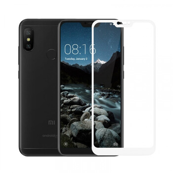 3x 3D ochranné tvrdené sklo s rámčekom pre Xiaomi Mi A2 Lite - biele - 2+1 zadarmo