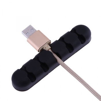 Silikónový organizér a držiak na USB káble 5tich článkový - šedý