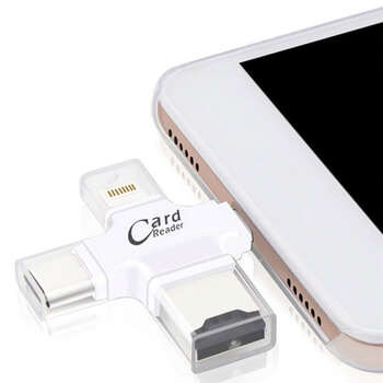 4v1 Redukcia a čítačka pamäťových micro SD kariet OTG pre iOS Lightning Micro USB type C