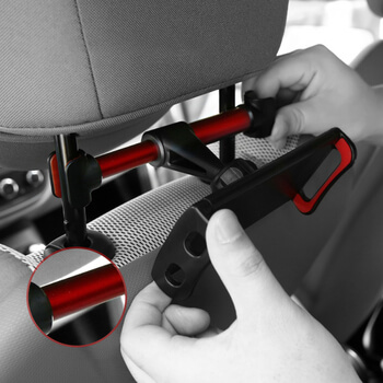 Univerzálny hliníkový držiak do auta pre tablety s uchytením na sedačky čierny