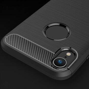 Ochranný silikónový obal karbón pre Apple iPhone XR - čierny