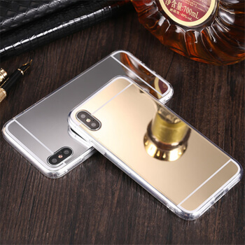 Silikónový zrkadlový ochranný obal pre Apple iPhone XR - zlatý