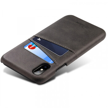 Luxusné kryt z ekokože s vreckom na kreditku pre Apple iPhone XS Max - čierny