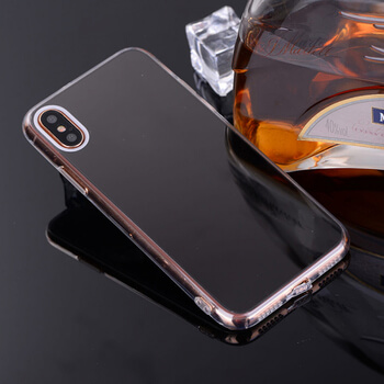 Silikónový zrkadlový ochranný obal pre Apple iPhone XS Max - čierny