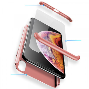 Ochranný 360 ° celotelový plastový kryt pre Apple iPhone XS Max - ružový