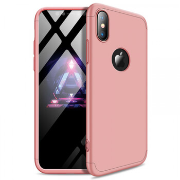 Ochranný 360 ° celotelový plastový kryt pre Apple iPhone XS Max - ružový