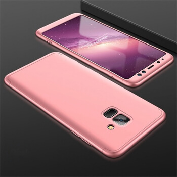Ochranný 360 ° celotelový plastový kryt pre Samsung Galaxy A8 2018 A530F - ružový