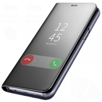 Zrkadlový plastový flip obal pre Samsung Galaxy A8 2018 A530F - strieborný