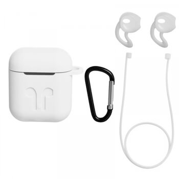 5v1 Silikónové ochranné puzdro s príslušenstvom pre Apple AirPods 1.generace (2016) - biele