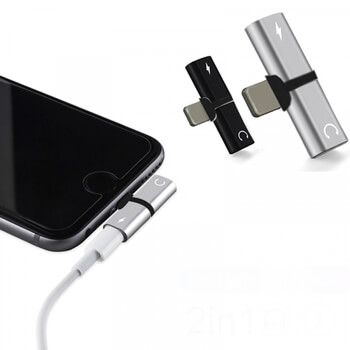2v1 Adaptér a redukcia Lightning pre nabíjanie a slúchadlá Apple iPhone 7, 8 Plus, X, XS a ďalšie strieborná