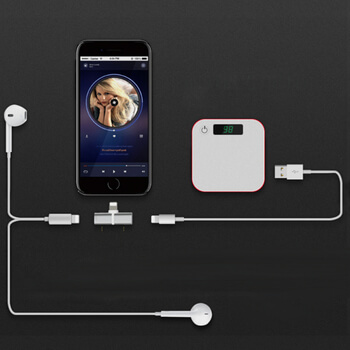 2v1 Adaptér a redukcia Lightning pre nabíjanie a slúchadlá Apple iPhone 7, 8 Plus, X, XS a ďalšie strieborná