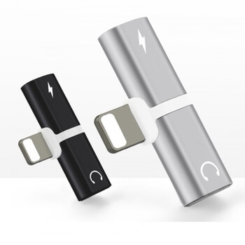 2v1 Adaptér a redukcia Lightning pre nabíjanie a slúchadlá Apple iPhone 7, 8 Plus, X, XS a ďalšie čierna