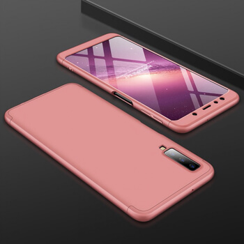 Ochranný 360 ° celotelový plastový kryt pre Samsung Galaxy A7 2018 A750F - ružový