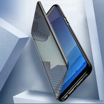 Zrkadlový plastový flip obal pre Samsung Galaxy A8 2018 A530F - modrý