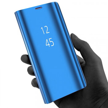 Zrkadlový plastový flip obal pre Samsung Galaxy A8 2018 A530F - modrý