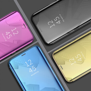 Zrkadlový plastový flip obal pre Samsung Galaxy A8 2018 A530F - ružový