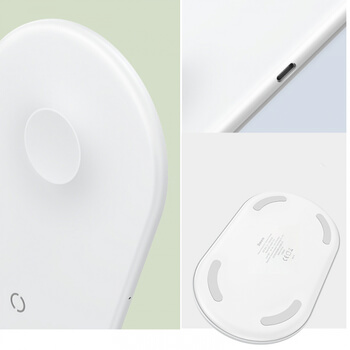 2v1 Magnetická bezdrôtová nabíjačka pre Apple iPhone a Apple Watch biela