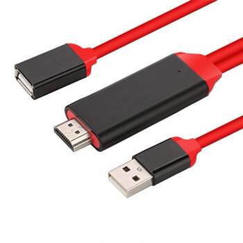 3v1 Kábel s redukciou a výstupom pre HDMI a USB čierny