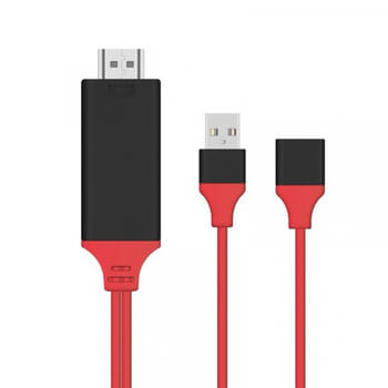 3v1 Kábel s redukciou a výstupom pre HDMI a USB červený