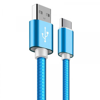 Nylonový USB kábel Type-C - modrý