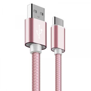 Nylonový USB kábel Type-C - ružový