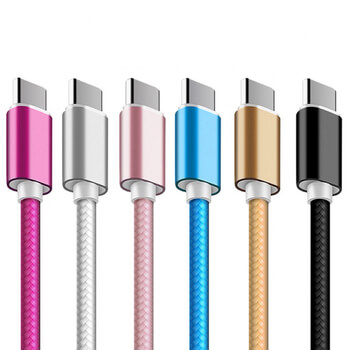 Nylonový USB kábel Type-C - ružový