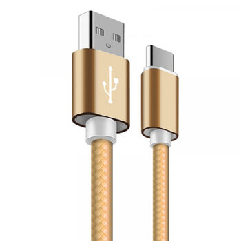 Nylonový USB kábel Type-C - zlatý