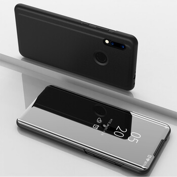Zrkadlový plastový flip obal pre Xiaomi Redmi Note 7 - čierny